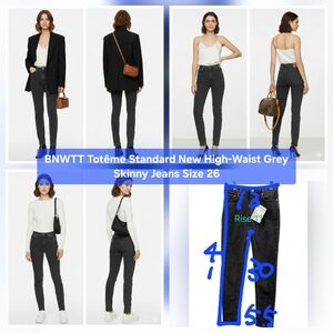 BNWTT Totême Standard New High-Waist Grey Skinny Jeans Size 26